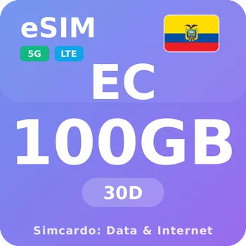SIM karta Ekvádor Mobilní Internet - eSIM 100GB 30 dní datová SIM karta