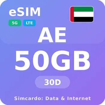 SIM karta Spojené arabské emiráty Mobilní Internet - eSIM 50GB 30 dní datová SIM karta