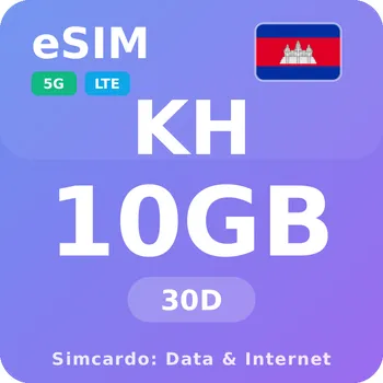 SIM karta Kambodža Mobilní Internet - eSIM 10GB 30 dní datová SIM karta