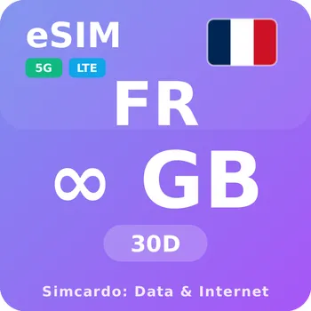 SIM karta Francie Neomezený Mobilní Internet - eSIM 30 dní datová SIM karta (esims_ULP_30D_FI_V2)
