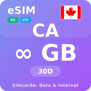 SIM karta Kanada Neomezený Mobilní Internet - eSIM 30 dní datová SIM karta