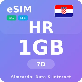 SIM karta Chorvatsko Mobilní Internet - eSIM 1GB 7 dní datová SIM karta