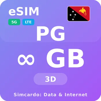 SIM karta Papua Nová Guinea Neomezený Mobilní Internet - eSIM 3 dní datová SIM karta (esims_ULE_3D_PE_V2)