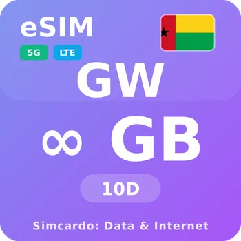 SIM karta Guinea-Bissau Neomezený Mobilní Internet - eSIM 10 dní datová SIM karta (esims_ULP_10D_GU_V2)
