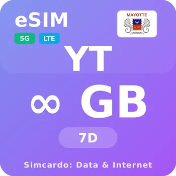 SIM karta Mayotte Neomezený Mobilní Internet - eSIM 7 dní datová SIM karta (esims_ULE_7D_XK_V2)