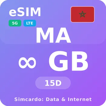 SIM karta Maroko Neomezený Mobilní Internet - eSIM 15 dní datová SIM karta