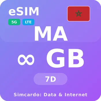 SIM karta Maroko Neomezený Mobilní Internet - eSIM 7 dní datová SIM karta (esims_ULE_7D_LV_V2)