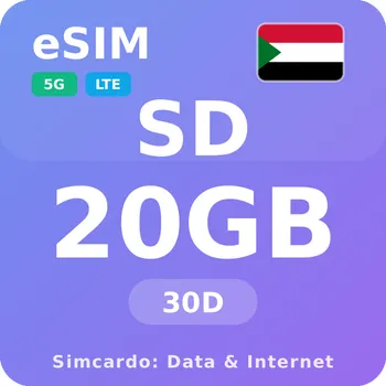SIM karta Súdán Mobilní Internet - eSIM 20GB 30 dní datová SIM karta