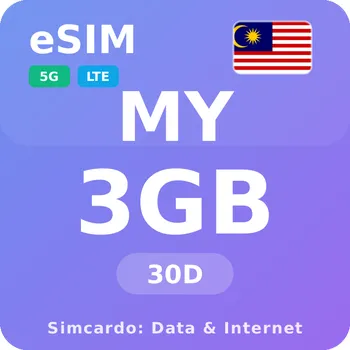 SIM karta Malajsie Mobilní Internet - eSIM 3GB 30 dní datová SIM karta