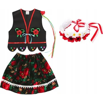 Karnevalový kostým KOSTÝM KRAKOVANKA SUKNĚ VĚNEC 98-110 3 díly