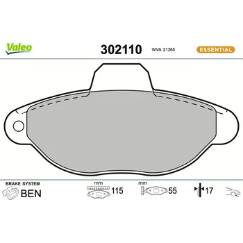 Brzdová destička Sada brzdových destiček, kotoučová brzda VALEO 302110