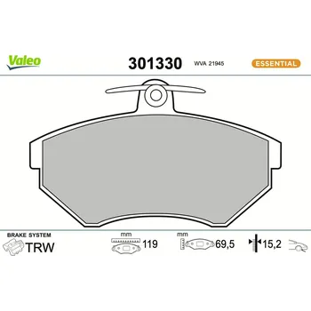 Brzdová destička Sada brzdových destiček, kotoučová brzda VALEO 301330