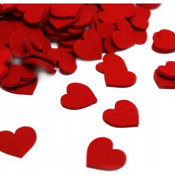 Konfeta KONFETY SRDÍČKA PLSTĚNÁ ČERVENÁ 100 Ks
