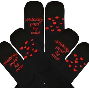 Pánské ponožky Boma® Ponožky pro zamilované DARLING černé se srdíčky Barva: design 2, Velikost: 38-41 (25-27)