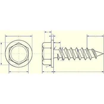 Šroub šroub do plechu 6.3x19 ZINEK šestihranná hlava+limec DIN 6928C