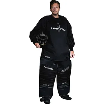 Florbalový dres Unihoc Goalie ALPHA EVOLAB black/silver set with helmet Brankářský set s přilbou XXL, černá / stříbrná