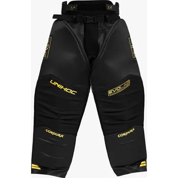 Florbalový dres Unihoc Goalie pants ALPHA EVOLAB black/gold Brankářské kalhoty S, černá / zlatá