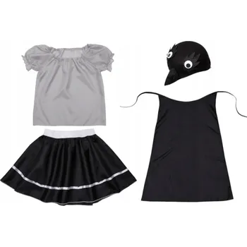 Karnevalový kostým KOSTÝM VRANÁ SUKNĚ HALENKA ČEPICE 134-140 4el