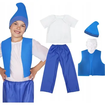 Karnevalový kostým KOSTÝM TRPASLÍK SKŘÍTEK ČEPICE MODRÝ 134-140