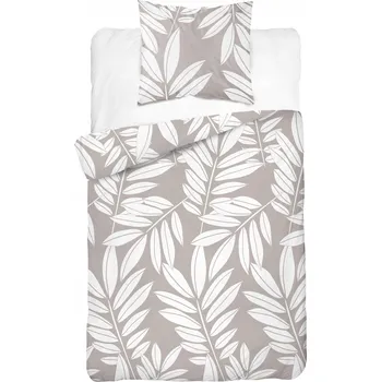 Povlečení Bavlna Povlečení 140x200 Detexpol béžovo-bílé listy 4964A