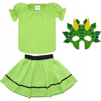 Karnevalový kostým KOSTÝM DINOSAURUS KOSTÝM DINO PŘEVLEK DEN DINOSAURŮ ZELENÝ 116-128 3 dílků