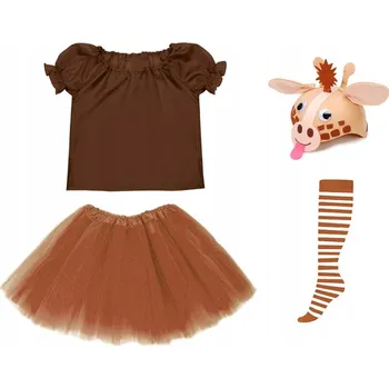 Karnevalový kostým SET ŽIRAFA SUKNĚ HALENKA ČEPICE 134-140