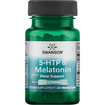 Zdraví Swanson 5-HTP & Melatonin Doplněk stravy pro podporu spánku 30 ks, vegetariánská kapsle, EXP. 01/2025