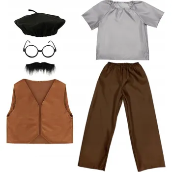 Karnevalový kostým KOSTÝM DĚDEK, PŘEVLEK STARÉHO PÁNA NA DEN DĚDEČKŮ, VELIKOST 134-140, 6 DÍLŮ