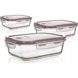 Sada skleněných dóz LORA 550 950 1450 ml s víčkem, bordó