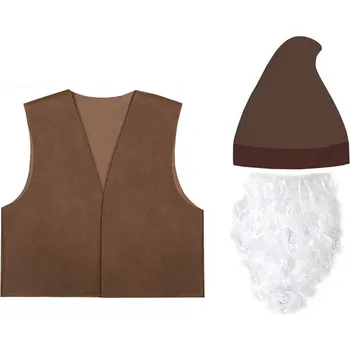 Karnevalový kostým KOSTÝM TRPASLÍK KOMPLET ELF SKŘÍTEK HNĚDÝ 98-110