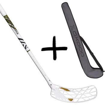 Florbal Oxdog ULTRALIGHT HES 29 AU ROUND MBC2 + Stickbag Set florbalky s vakem bílá / zlatá, Levá (levá ruka dole), 101cm (=111cm)