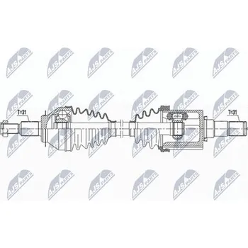 Poloosa kola Hnací hřídel - poloosa NTY NPW-MZ-074