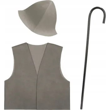 Karnevalový kostým KOSTÝM PASTÝŘ KOSTÝM PASTÝŘE NA VÁNOČNÍ HRY VESTA ČEPICE ŠEDÁ 116-140