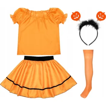 Karnevalový kostým KOSTÝM DÝNĚ HALLOWEEN PŘEVLEK PODZIMNÍ BÁL ČELENKA DÝNĚ 134-140