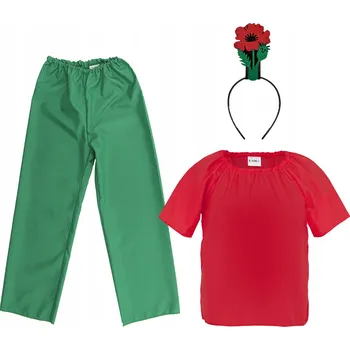 Karnevalový kostým KOSTÝM MÁK KVĚTINOVÝ KOSTÝM PŘEVLEK ZA MÁK KOSTÝM PLES JARO ČELENKA 116-128