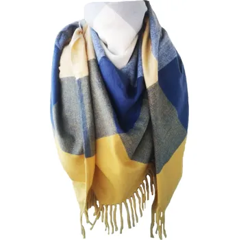 Šála Dámská maxi šála modro-žlutá