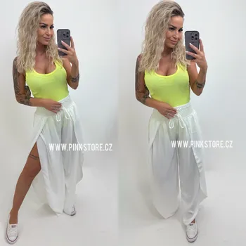 Dámské kalhoty Kalhoty s rozparkem LEG Barva: Bílá