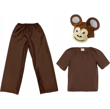 Karnevalový kostým KOSTÝM OPICE OBLEK OPICE SADA ZVÍŘÁTKO KALHOTY ČEPICE HNĚDÁ 98-110 3ks