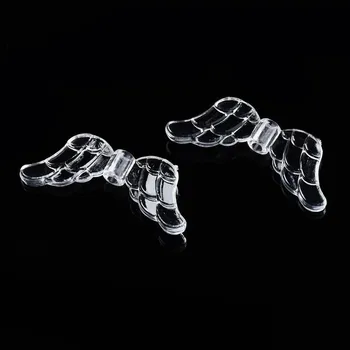 Dětské navlékací korálky Křídla plastová, transparentní, s dírkou, 2,9x1,2x0,35cm, 6 ks/bal.