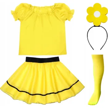 Karnevalový kostým KOSTÝM KVĚTINA PŘEVLEK ZA KVĚTINU JARO SUKNĚ ČELENKA 134-140