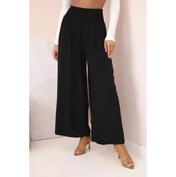 Dámské kalhoty Dámské viskózové kalhoty s elastickým pasem černý UNI