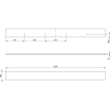 Sapho koupelnová polička 120 x 10 cm kompozit černá mat ERU-K46