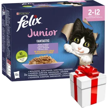 FELIX Fantastic Junior Želé; 12x85g + překvapení pro kočku ZDARMA