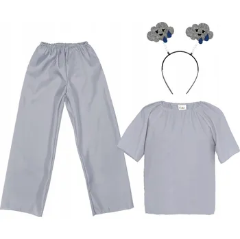 Karnevalový kostým KOSTÝM DEŠŤ ZESTAVA KOSTÝM NA JARNÍ PLES PŘEVLEK ŠEDÝ 98-110 3DÍLNÝ