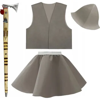 Karnevalový kostým KOSTÝM HORSKÁ DÍVKA PASTÝŘSKÝ KOSTÝM BETLÉM VESTA ČEPICE ŠEDÁ 116-140 4 díly