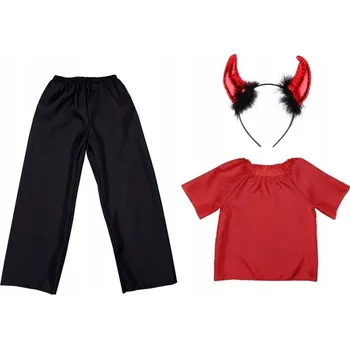 Karnevalový kostým SADA ĎÁBEL KOSTÝM ĎÁBLOVSKÉ ROHY DEMON JASELKA HALLOWEEN 98-110