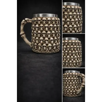 Nerezový hrníček na pivo - malé lebky