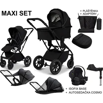 Kočárek Kočárek MOON PIÚ MAXI SET 2025, onyx black - black chrome