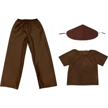 Karnevalový kostým KOSTÝM HOUBA ČEPICE KALHOTY HNĚDÉ 98-110 3ks