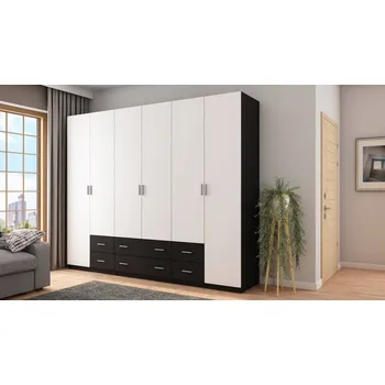 Šatní skříň Skříň eMeblast černá se 6 výklopnými zásuvkami 240 x 220 x 57 cm